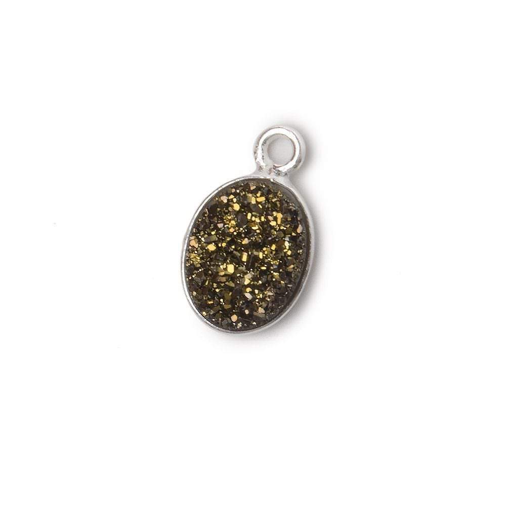 10x8mm Silver .925 Bezel Metallic Bronze Drusy Oval Pendant  1 piece (ONLINE ORDER ONLY)
