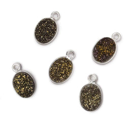 10x8mm Silver .925 Bezel Metallic Bronze Drusy Oval Pendant  1 piece (ONLINE ORDER ONLY)