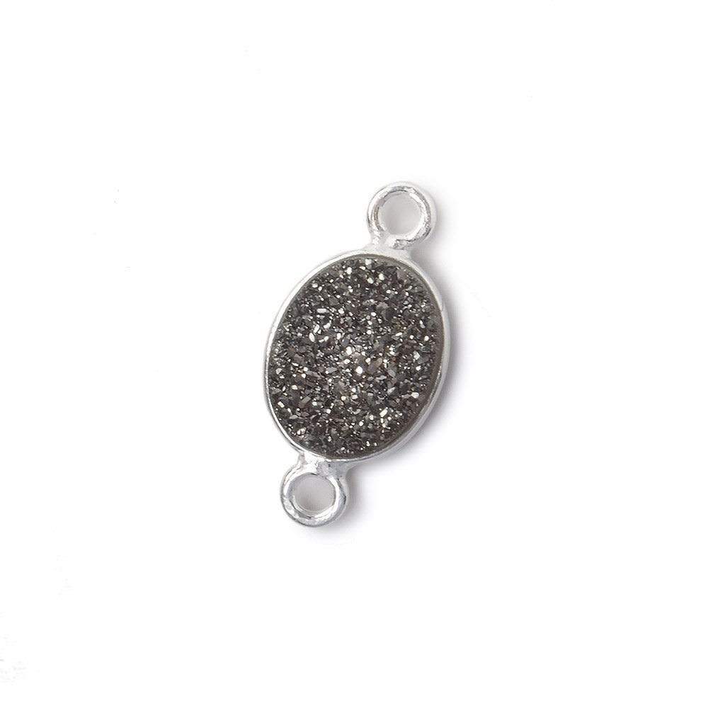 10x8mm Silver .925 Bezel Metallic Platinum Drusy Oval Connector 1 piece (ONLINE ORDER ONLY)