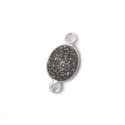 10x8mm Silver .925 Bezel Metallic Platinum Drusy Oval Connector 1 piece (ONLINE ORDER ONLY)