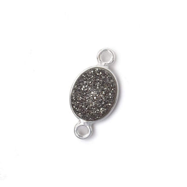 10x8mm Silver .925 Bezel Metallic Platinum Drusy Oval Connector 1 piece (ONLINE ORDER ONLY)