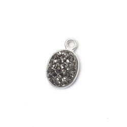 10x8mm Silver .925 Bezel Metallic Platinum Drusy Oval Pendant  1 piece (ONLINE ORDER ONLY)