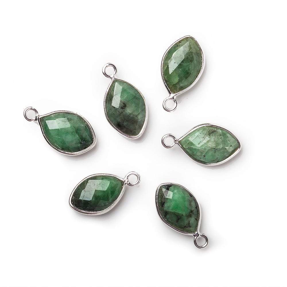10x8mm Silver Bezel Emerald Marquise Pendant 1 piece (ONLINE ORDER ONLY)