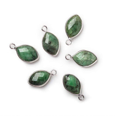 10x8mm Silver Bezel Emerald Marquise Pendant 1 piece (ONLINE ORDER ONLY)