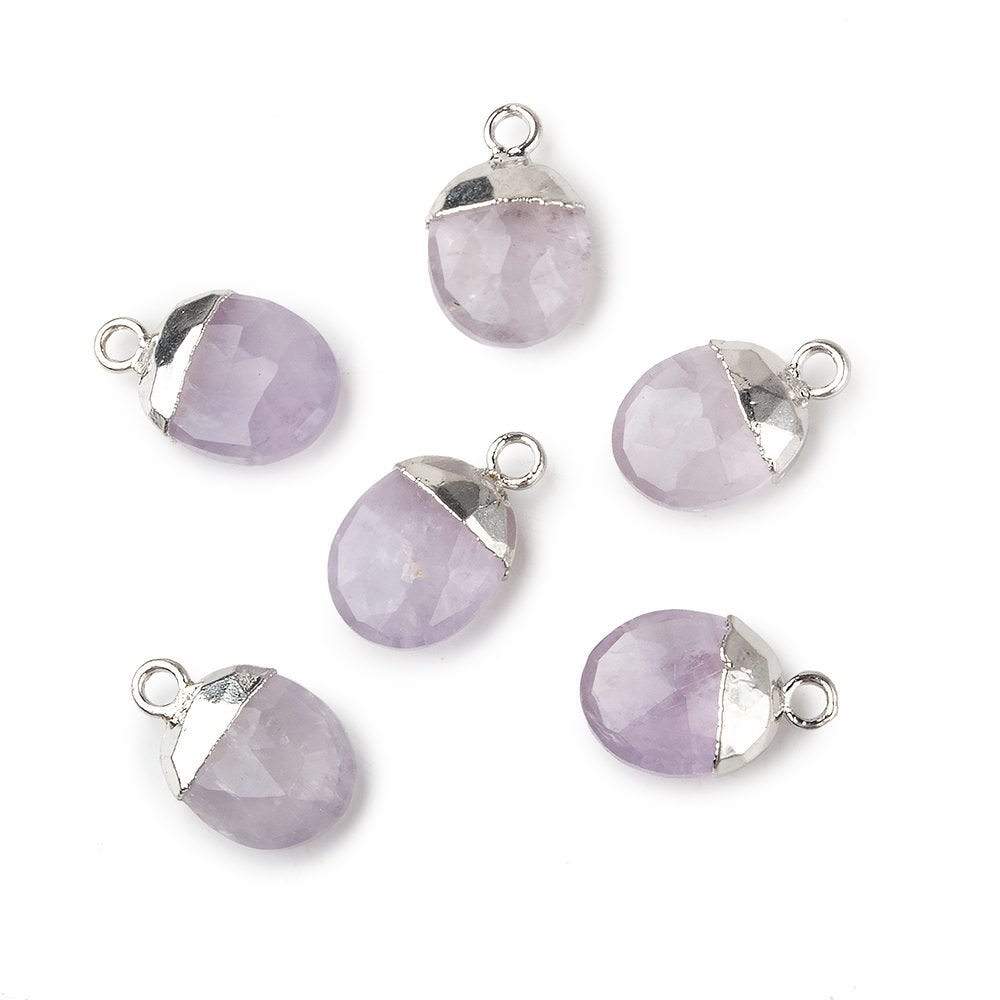 10x8mm Silver Leafed Pink Amethyst Oval Pendant 1 piece (ONLINE ORDER ONLY)