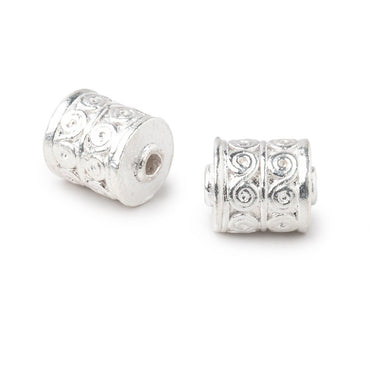10x8mm Silver Plated Copper Wave Scroll Tube Set of 2 Beads (ONLINE ORDER ONLY)