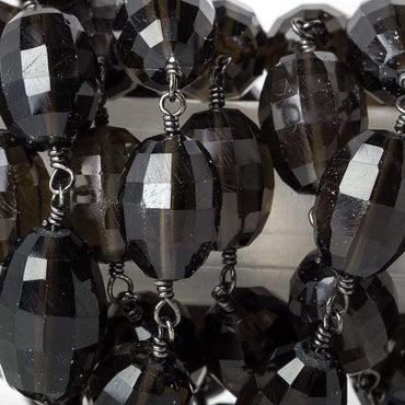 10x8mm Smoky Quartz faceted oval Black Gold plated Chain by the foot 18 pcs (ONLINE ORDER ONLY)
