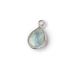 10x8mm Sterling Silver Bezel Aquamarine faceted pear Pendant 1 piece (ONLINE ORDER ONLY)