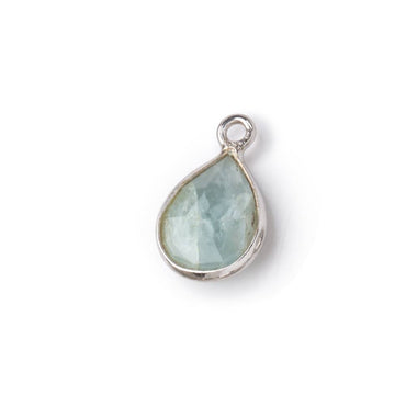 10x8mm Sterling Silver Bezel Aquamarine faceted pear Pendant 1 piece (ONLINE ORDER ONLY)