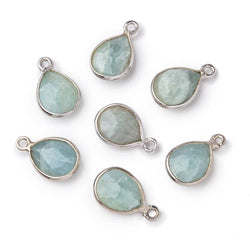 10x8mm Sterling Silver Bezel Aquamarine faceted pear Pendant 1 piece (ONLINE ORDER ONLY)