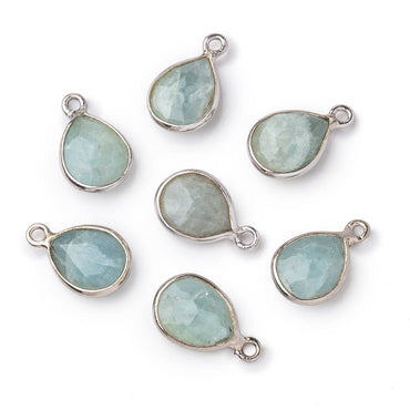 10x8mm Sterling Silver Bezel Aquamarine faceted pear Pendant 1 piece (ONLINE ORDER ONLY)