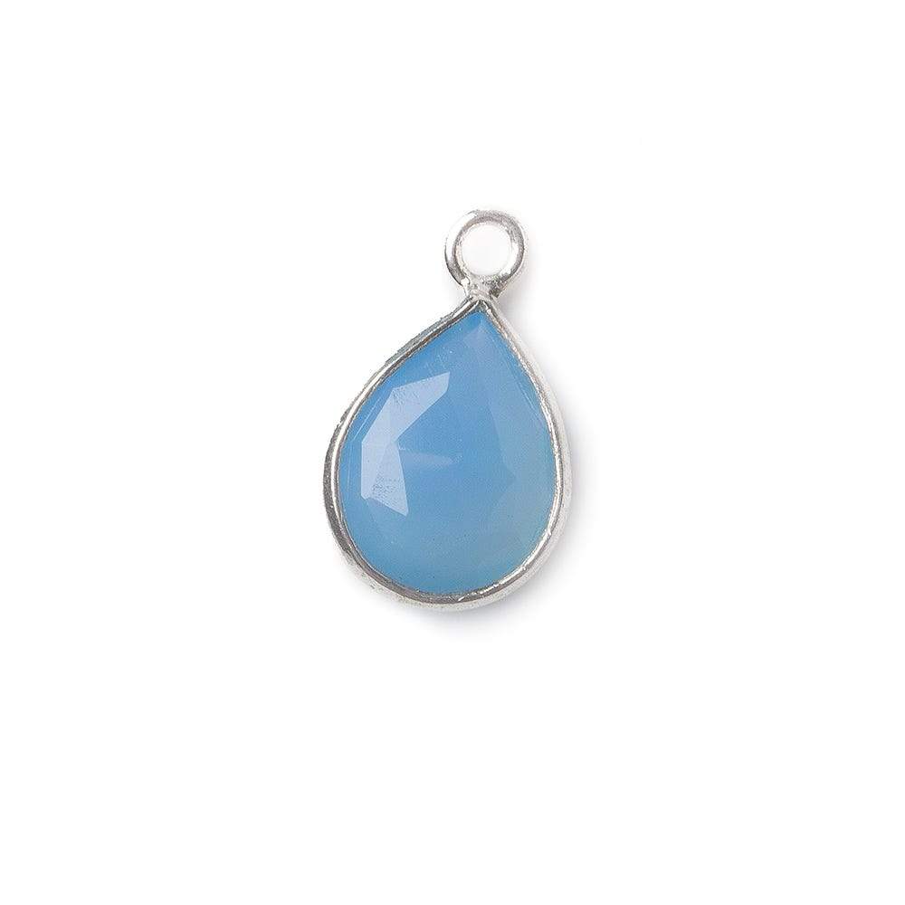 10x8mm Sterling Silver Bezel Blue Chalcedony Faceted Pear Pendant 1 piece (ONLINE ORDER ONLY)