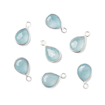 10x8mm Sterling Silver Bezel Blue Chalcedony Faceted Pear Pendant 1 piece (ONLINE ORDER ONLY)