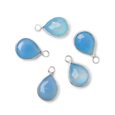 10x8mm Sterling Silver Bezel Blue Chalcedony Faceted Pear Pendant 1 piece (ONLINE ORDER ONLY)