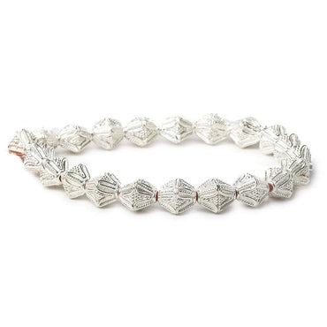 10x8mm Sterling Silver Plated Copper Granulated Design Bicone 8 inch 20 pcs (ONLINE ORDER ONLY)
