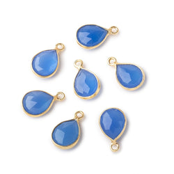 10x8mm Vermeil Bezel Blue Chalcedony Faceted Pear Pendant 1 piece (ONLINE ORDER ONLY)