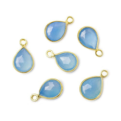 10x8mm Vermeil Bezel Blue Chalcedony Faceted Pear Pendant 1 piece (ONLINE ORDER ONLY)