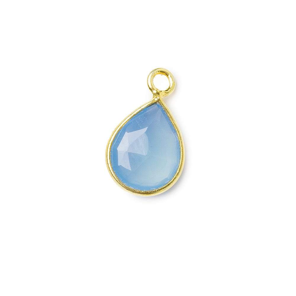 10x8mm Vermeil Bezel Blue Chalcedony Faceted Pear Pendant 1 piece (ONLINE ORDER ONLY)