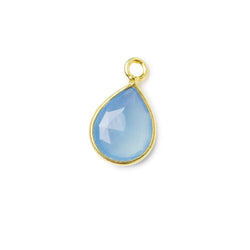 10x8mm Vermeil Bezel Blue Chalcedony Faceted Pear Pendant 1 piece (ONLINE ORDER ONLY)