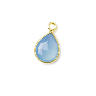 10x8mm Vermeil Bezel Blue Chalcedony Faceted Pear Pendant 1 piece (ONLINE ORDER ONLY)