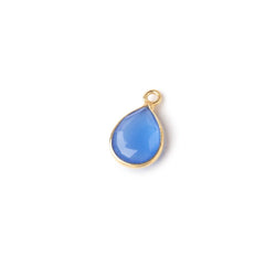 10x8mm Vermeil Bezel Blue Chalcedony Faceted Pear Pendant 1 piece (ONLINE ORDER ONLY)