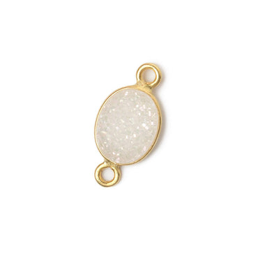 10x8mm Vermeil Bezel Mystic Pearl White Drusy Oval Connector 1 piece (ONLINE ORDER ONLY)