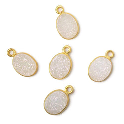 10x8mm Vermeil Bezel Mystic Pearl White Drusy Oval Pendant 1 piece (ONLINE ORDER ONLY)