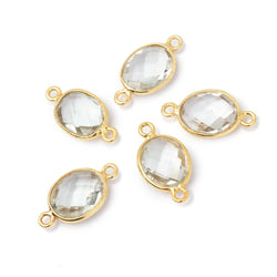 10x8mm Vermeil Bezel Prasiolite Faceted Oval Connector 1 piece (ONLINE ORDER ONLY)