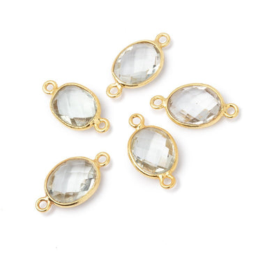 10x8mm Vermeil Bezel Prasiolite Faceted Oval Connector 1 piece (ONLINE ORDER ONLY)