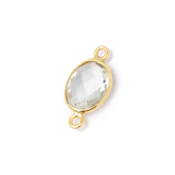 10x8mm Vermeil Bezel Prasiolite Faceted Oval Connector 1 piece (ONLINE ORDER ONLY)