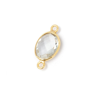 10x8mm Vermeil Bezel Prasiolite Faceted Oval Connector 1 piece (ONLINE ORDER ONLY)