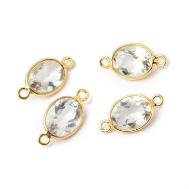 10x8mm Vermeil Bezel Prasiolite Pavilion Faceted Oval Connector 1 piece (ONLINE ORDER ONLY)