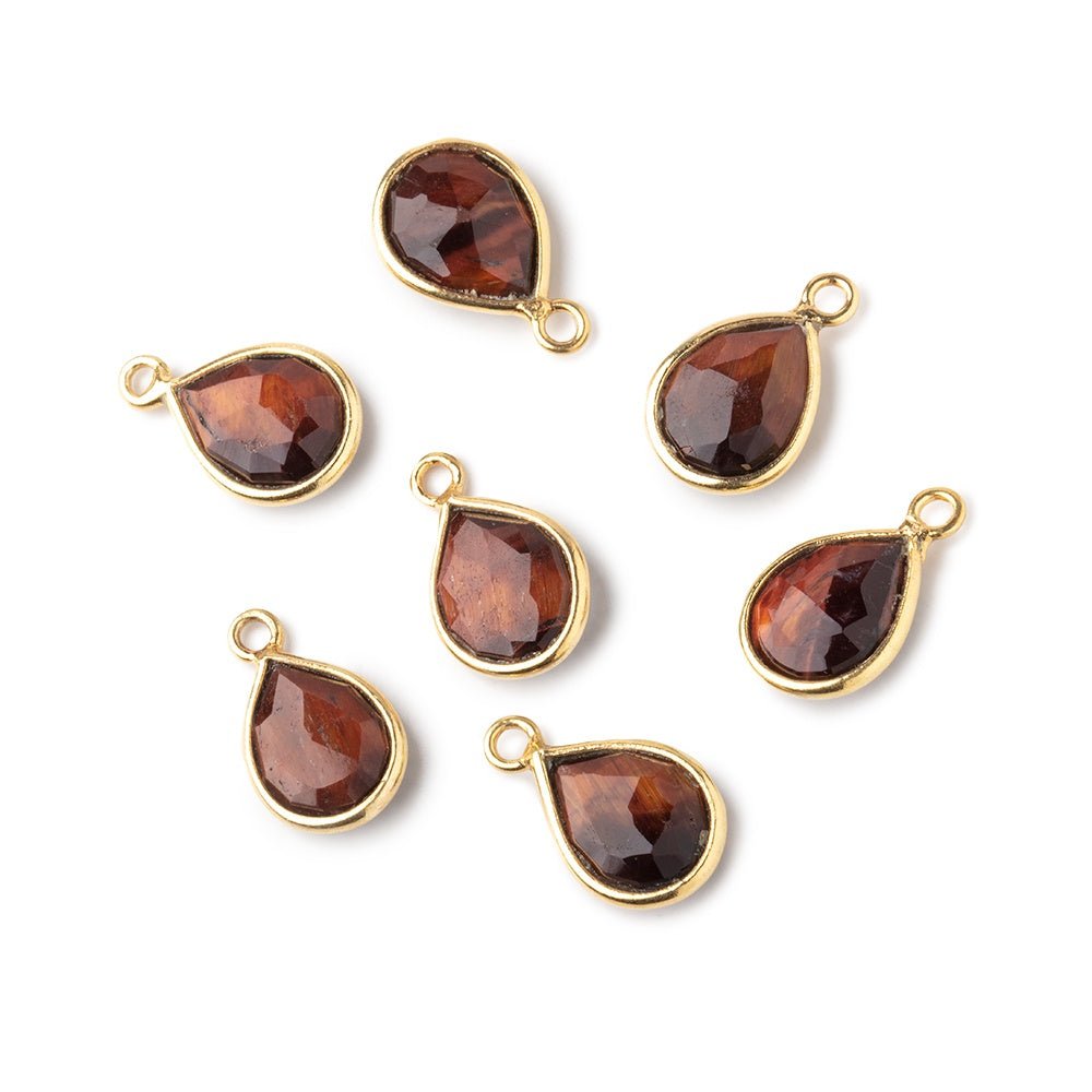 10x8mm Vermeil Bezel Red Tiger Eye Faceted Pear Pendant 1 piece (ONLINE ORDER ONLY)