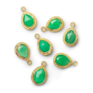 10x8mm Vermeil Rope Bezel Lime Green Chalcedony Pear Pendant 1 piece (ONLINE ORDER ONLY)