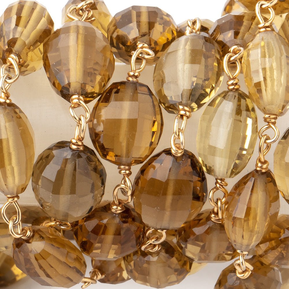 10x8mm Whiskey Quartz Faceted Oval Beads on Vermeil Chain (ONLINE ORDER ONLY)