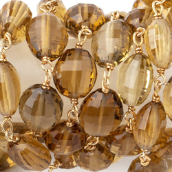 10x8mm Whiskey Quartz Faceted Oval Beads on Vermeil Chain (ONLINE ORDER ONLY)