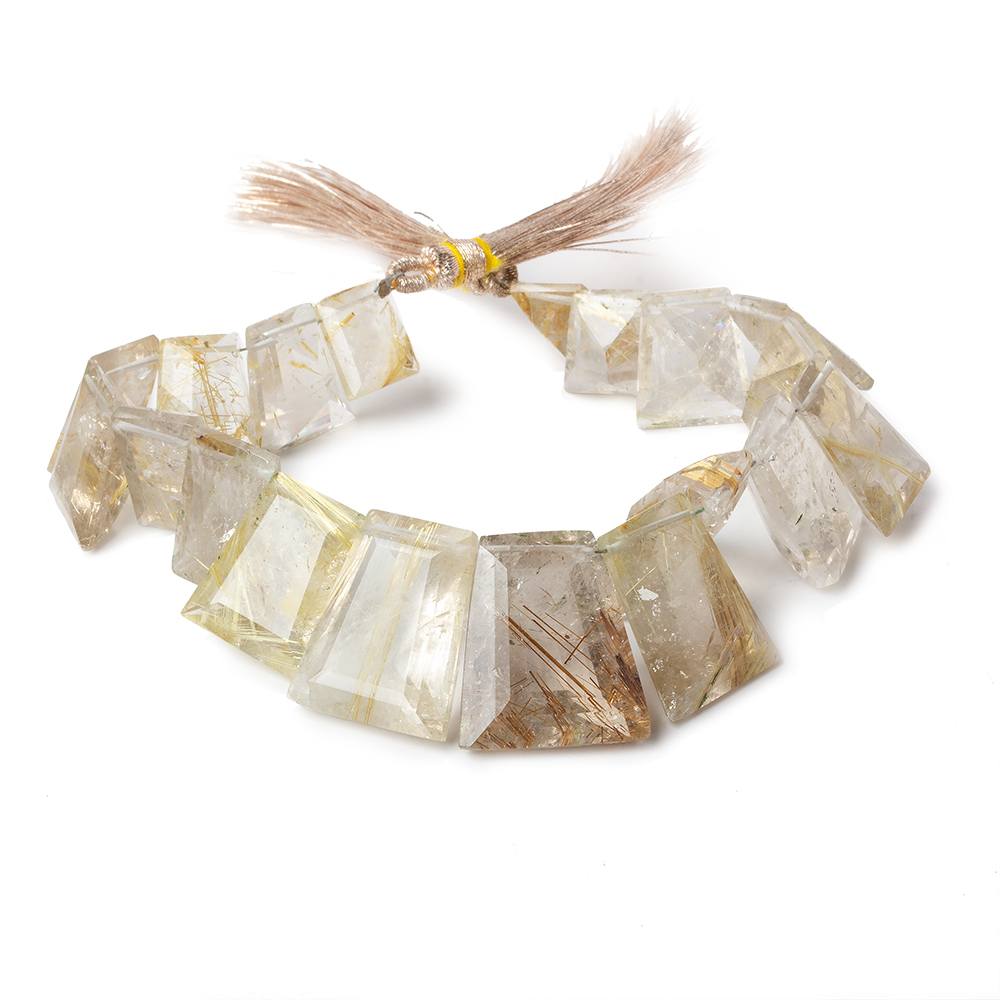 10x8x4-20x17x9mm Golden Rutilated Quartz Pavilion Faceted Fancy beads 7 inch 19 pieces AA (ONLINE ORDER ONLY)