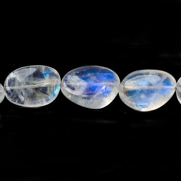 10x8x4-21x12x8mm Rainbow Moonstone carved petal divot nuggets 19 inches 37 beads AAA (ONLINE ORDER ONLY)