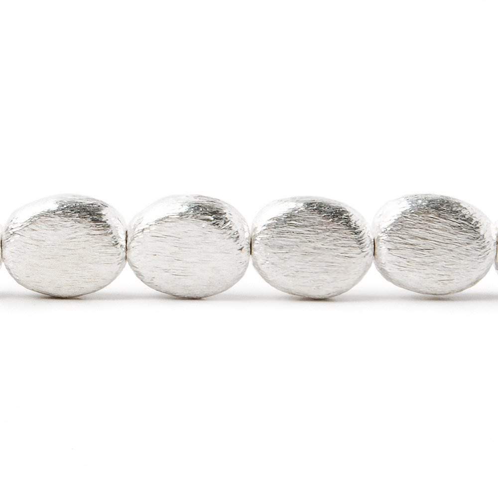 10x8x4mm Sterling Silver plated Copper Brushed Oval Bead 8 inch 20 pcs (ONLINE ORDER ONLY)