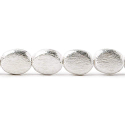 10x8x4mm Sterling Silver plated Copper Brushed Oval Bead 8 inch 20 pcs (ONLINE ORDER ONLY)