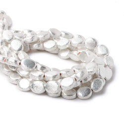 10x8x4mm Sterling Silver plated Copper Brushed Oval Bead 8 inch 20 pcs (ONLINE ORDER ONLY)