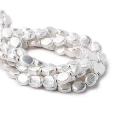 10x8x4mm Sterling Silver plated Copper Brushed Oval Bead 8 inch 20 pcs (ONLINE ORDER ONLY)