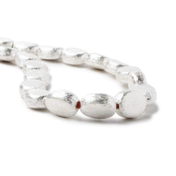 10x8x4mm Sterling Silver plated Copper Brushed Oval Bead 8 inch 20 pcs (ONLINE ORDER ONLY)