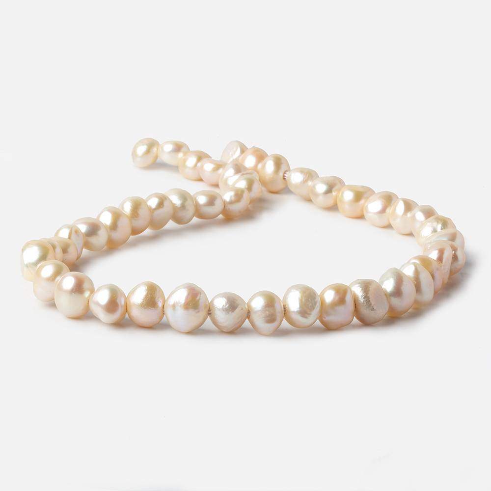 10x9-11x9mm Butter Cream Baroque Side Drilled Large Hole Pearls 15 inch 43 pieces (ONLINE ORDER ONLY)