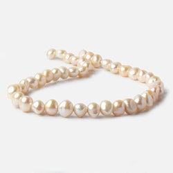 10x9-11x9mm Butter Cream Baroque Side Drilled Large Hole Pearls 15 inch 43 pieces (ONLINE ORDER ONLY)
