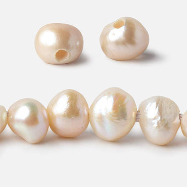 10x9-11x9mm Butter Cream Baroque Side Drilled Large Hole Pearls 15 inch 43 pieces (ONLINE ORDER ONLY)