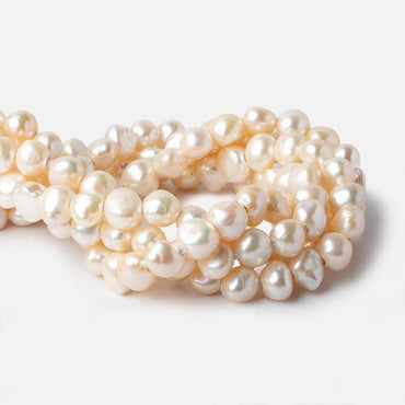 10x9-11x9mm Butter Cream Baroque Side Drilled Large Hole Pearls 15 inch 43 pieces (ONLINE ORDER ONLY)