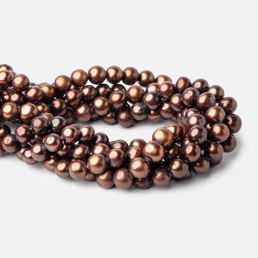 10x9-11x9mm Chocolate Off Round Freshwater Pearl Beads 15 inch 41 pieces (ONLINE ORDER ONLY)