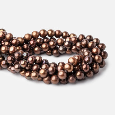 10x9-11x9mm Chocolate Off Round Freshwater Pearl Beads 15 inch 41 pieces (ONLINE ORDER ONLY)
