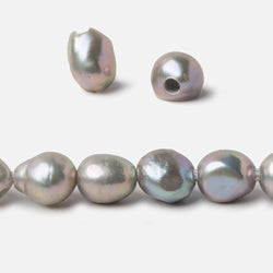 10x9-11x9mm Warm Silver 2.5mm Large Hole Baroque Freshwater Pearls 15 inch 30 pcs (ONLINE ORDER ONLY)
